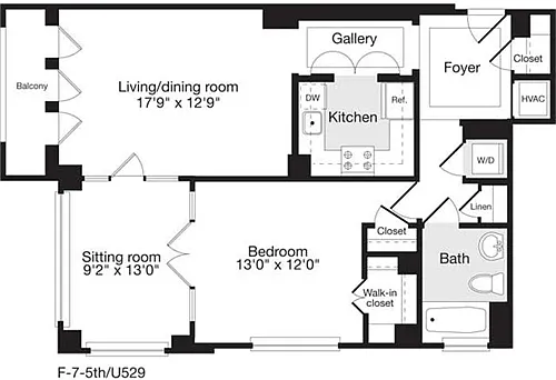Floor plan 1 Bedroom CC