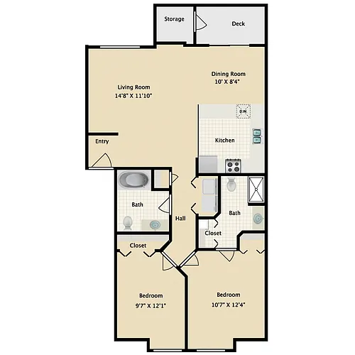 Floor plan 2 Bed 2 Bath