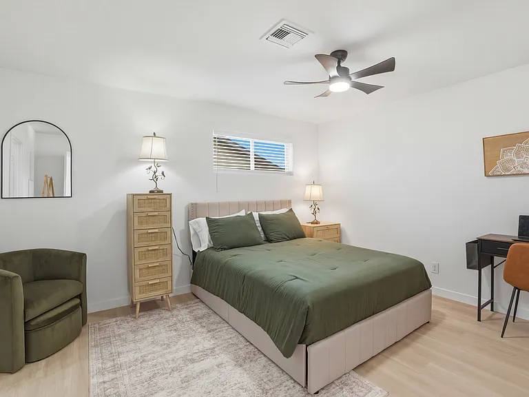 Room 4 - includes a private bathroom, under-bed storage drawers, and an armoire.