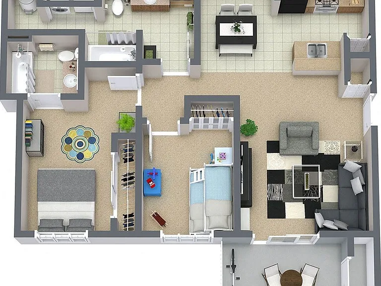 2x2 Floor Plan