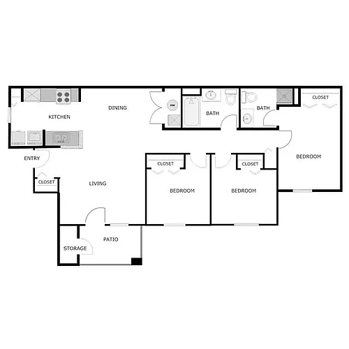 Floor plan 3x2B
