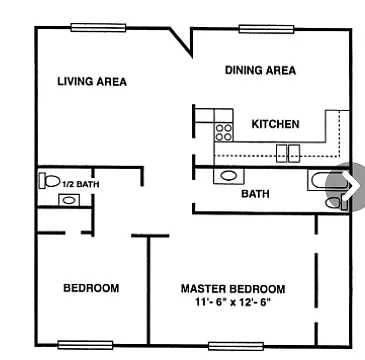 Floor plan Villa 4 - 2 bedroom 1 and a half bath