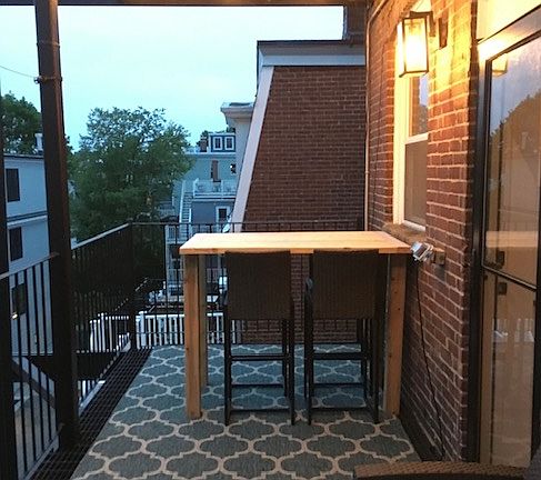 Private oversized deck with harbor and Blue Hills views, perfect for a morning coffee or evening dining.
