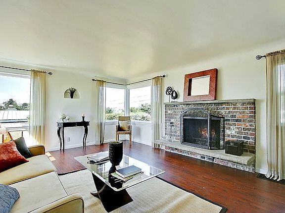 Light and bright living room with city views