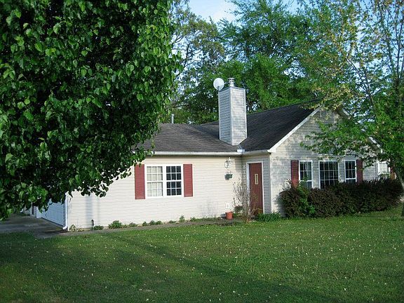 Front View (front door, garage on left) 