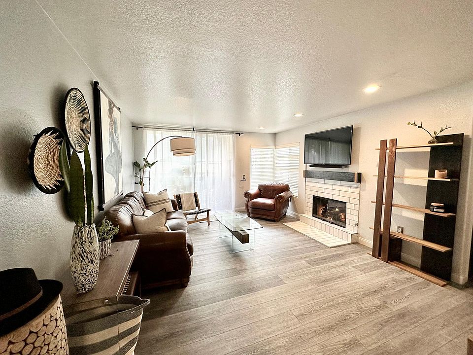 The gas fireplace creates the perfect cozy environment you're looking for