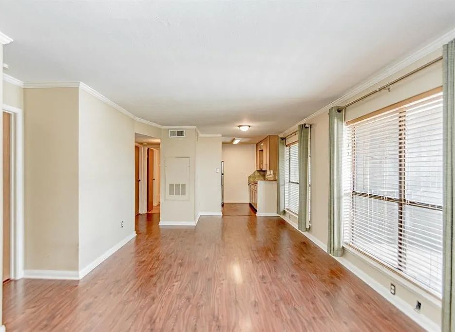 Living room with view of kitchen