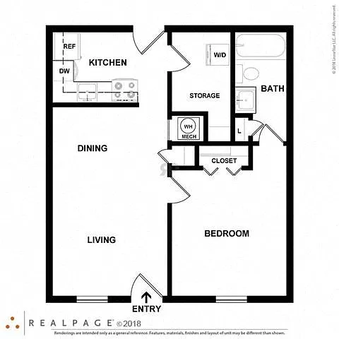 Floor plan Burton Place | 1 Bedroom