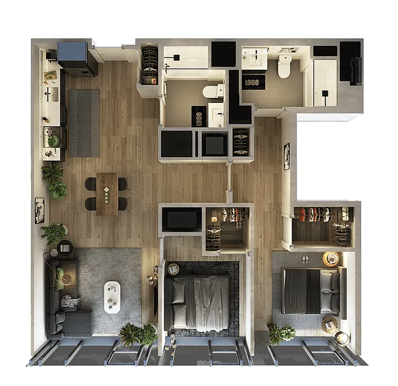 Floor plan 2 Bed-2 Bath