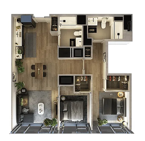 Floor plan 2 Bed-2 Bath