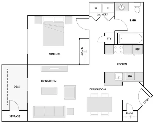 Floor plan 1 Bed/1 Bath-A