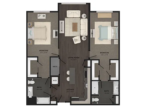 Floor plan 2 Bed/2 Bath-B26