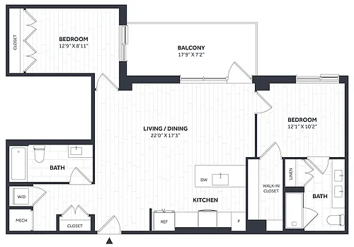 Floor plan 2 Bed/2 Bath PH - Stratos - CC15