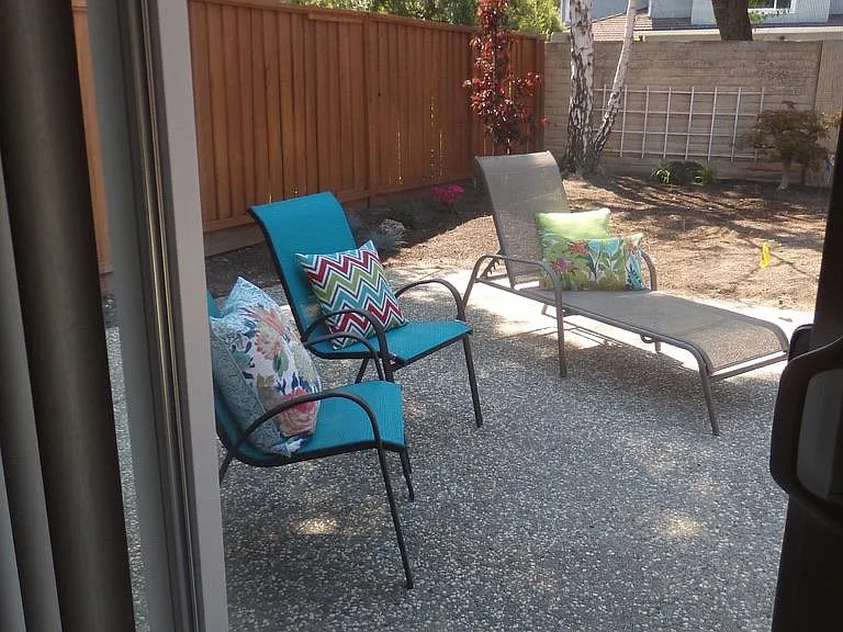 Looking out to backyard from primary bedroom