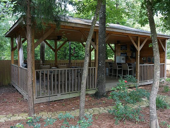Backyard bar and deck with electric and cable hookups