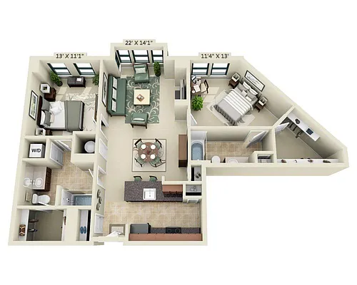 Floor plan Two Bedroom B2E
