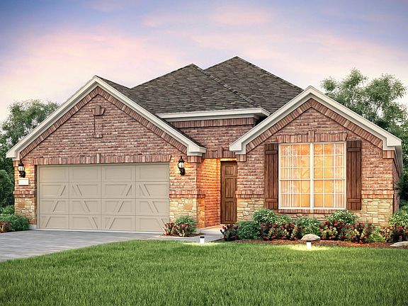 The Sheldon, a one-story new construction home with 2-car garage, shown with Home Exterior B