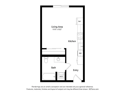 Floor plan Studio B MFTE
