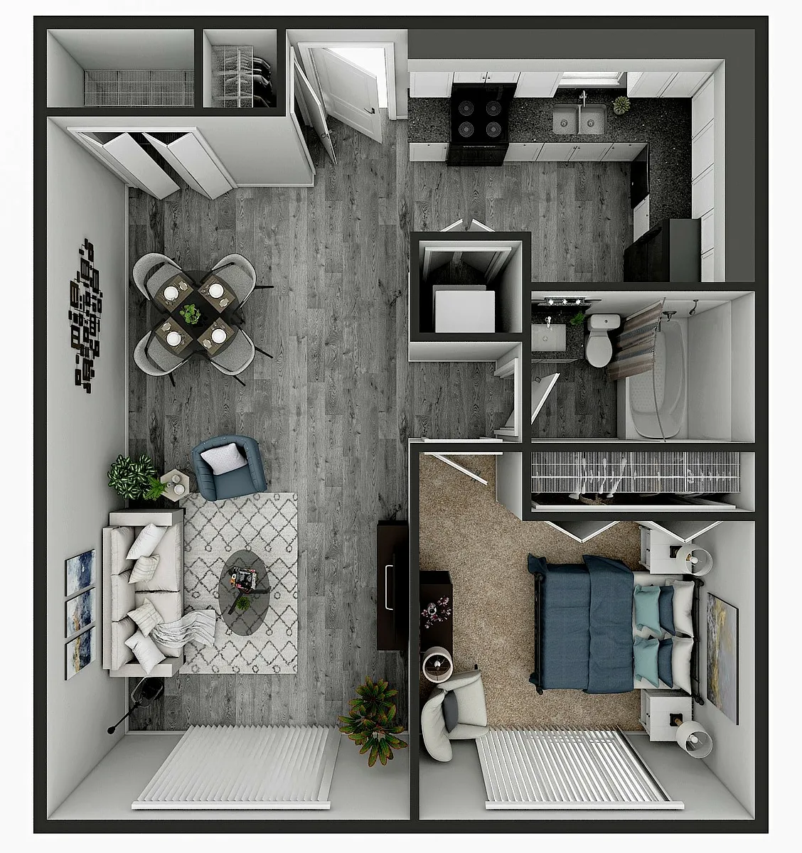 Floor plan 1 Bedroom 1 Bathroom