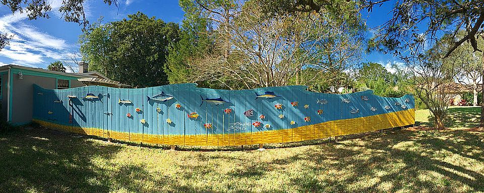 Custom made sea mural fence
