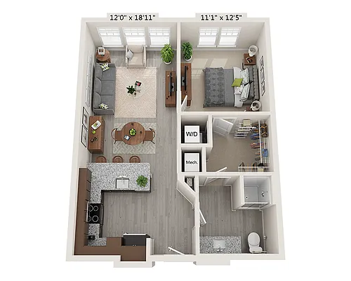 Floor plan One Bedroom A1C