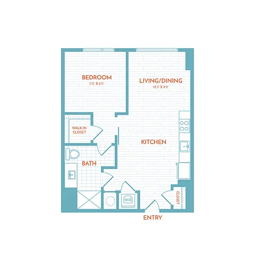 Floor plan C2.1 | 1 Bed | 1 Bath