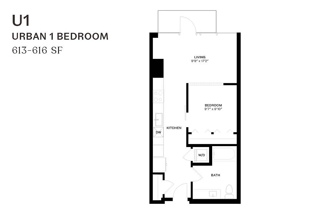 Floor plan Urban One Bedroom U1