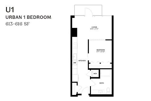 Floor plan Urban One Bedroom U1