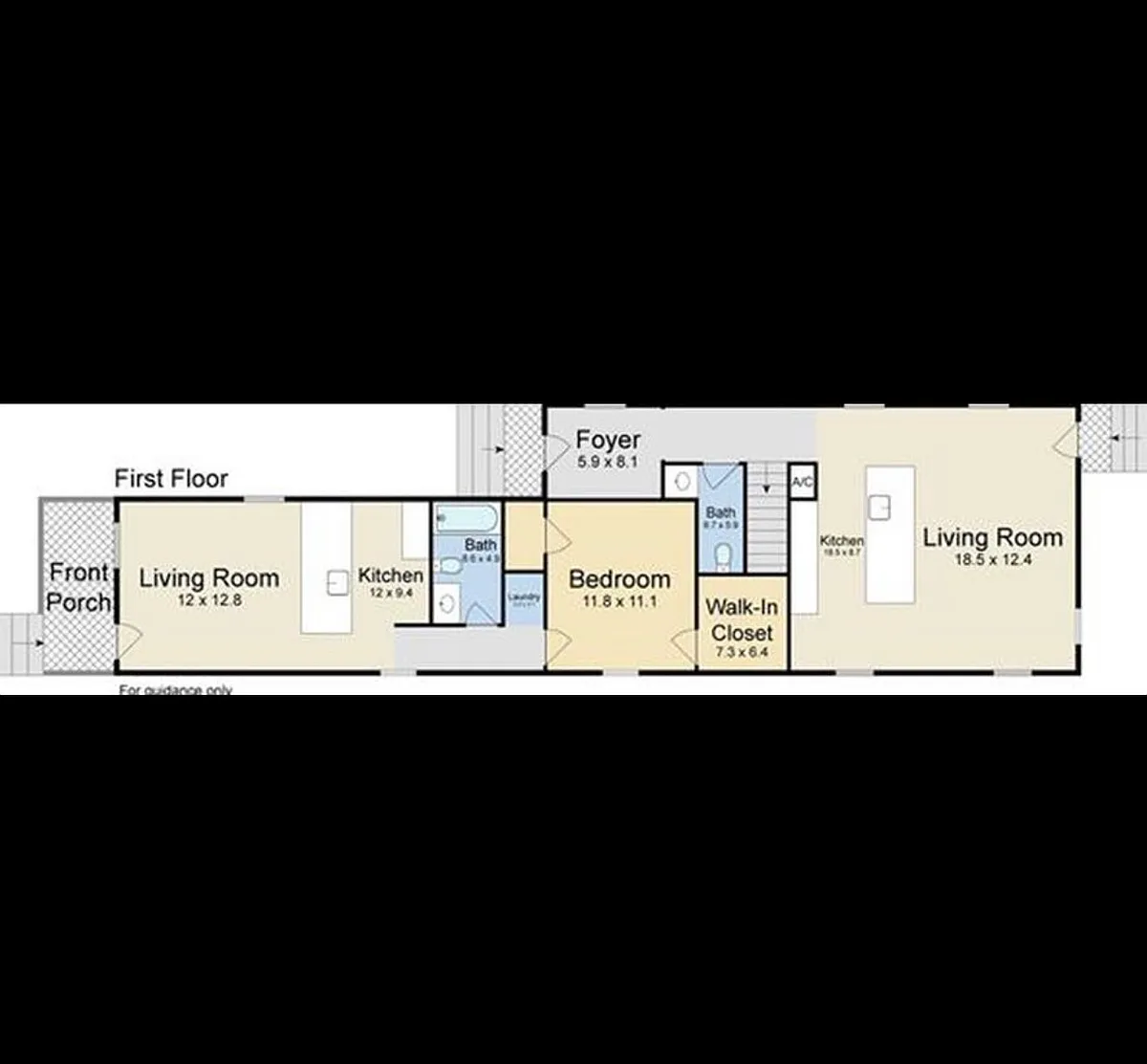 First floor floor plan (note, this also shows the connected unit of the duplex) - 1908 Washington Ave