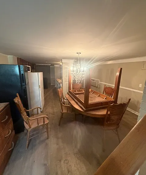downstairs