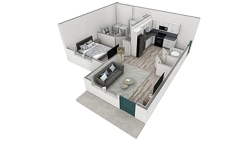 Floor plan 1 BR Premier Horizon Courtyard