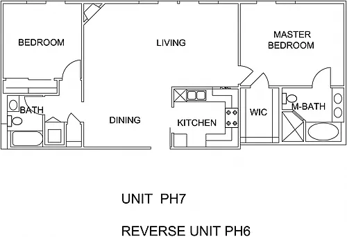 Floor plan Two-Bedroom Two-Bathroom - C