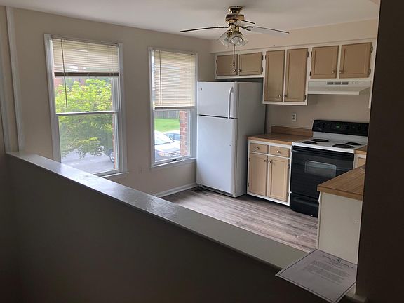 Kitchen from top of entry stairs