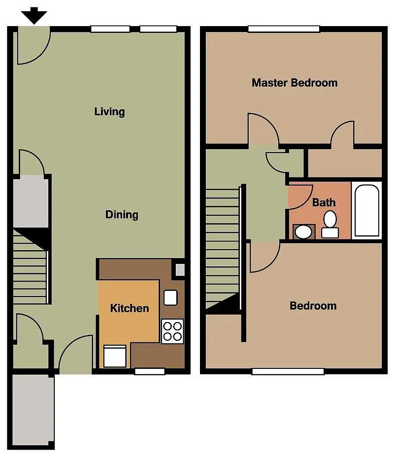 Floor plan 2 Bedroom 1 Bath