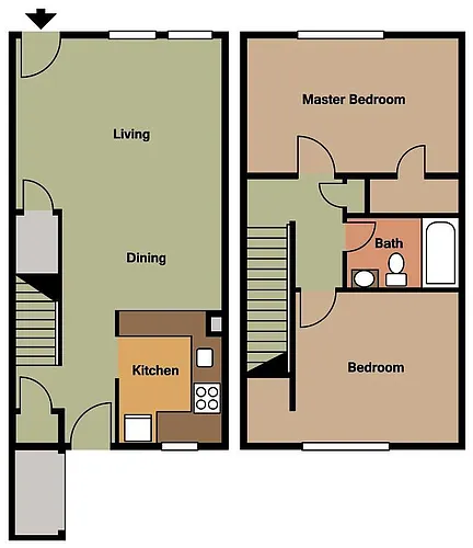 Floor plan 2 Bedroom 1 Bath