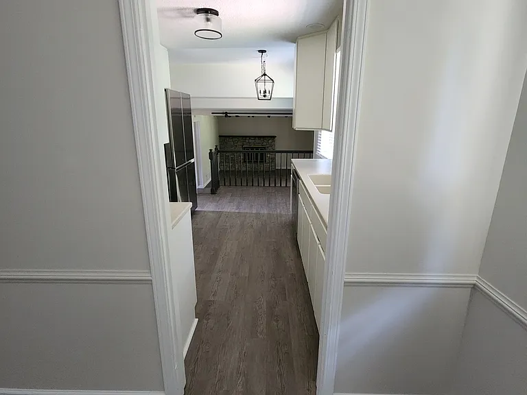 View of kitchen and Family room from Dining room