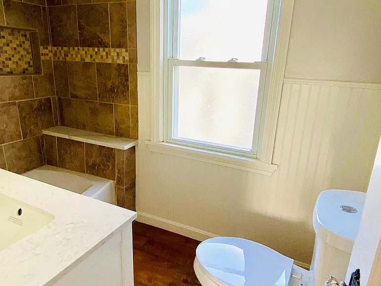 Laminate wood flooring and new toilet