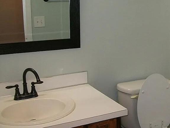 Master bathroom but has been updated since photo