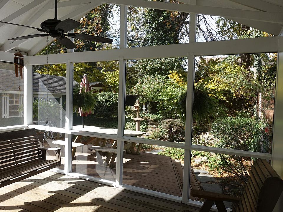 Screened Porch overlooking landscaped rear yard.