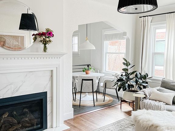 View from living room into dining area