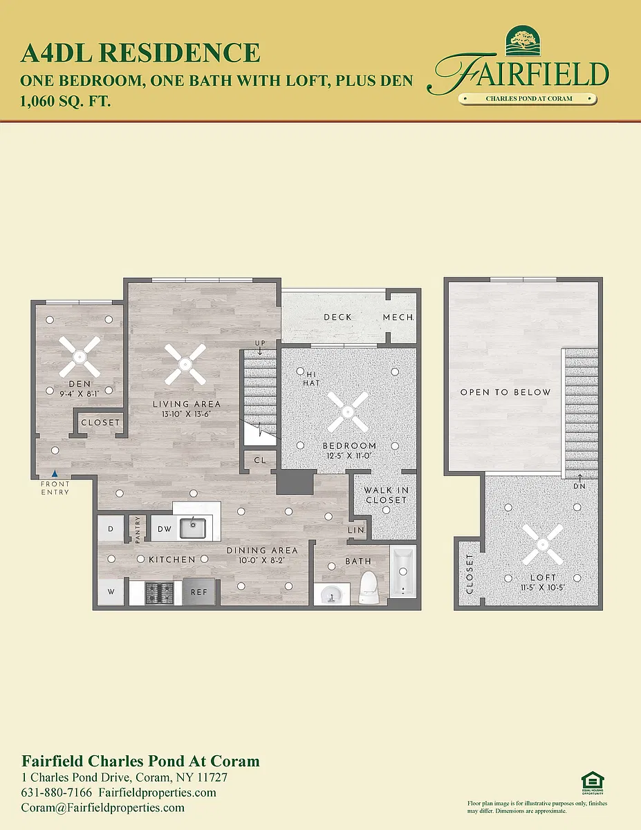Floor plan A4DL Residence 1BR Plus Den Plus Loft - Austen