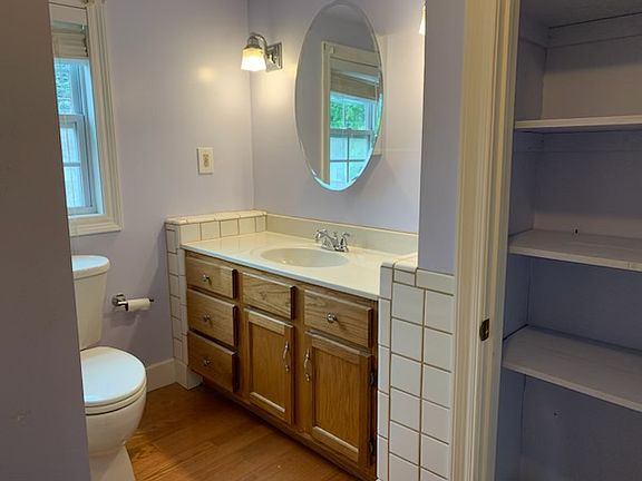 upstairs bathroom. It has a small jetted tub
