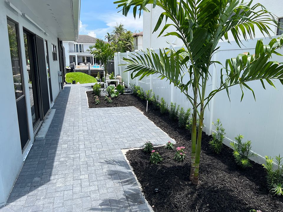 Side yard and outdoor seating area