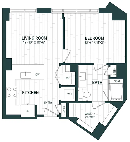 Floor plan 1 Bed/1 Bath-A17-P