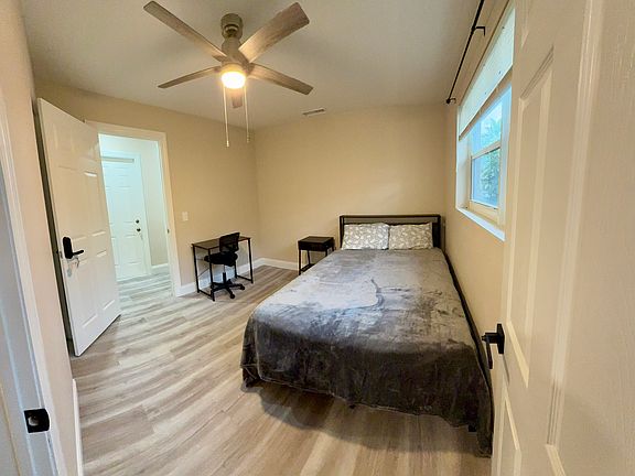 Bedroom - 10'7" x 10'6" - features two nice windows, min-split AC unit, and a large closet. Private bathroom. $384/week.