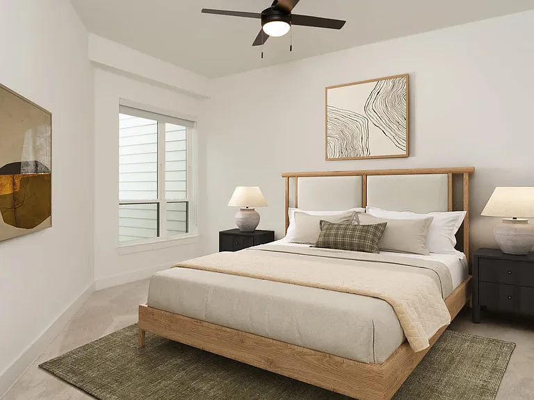 Bedroom with hard surface flooring