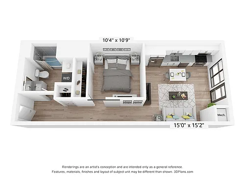 Floor plan 1 BD + Den