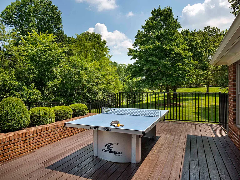 Outdoor ping-pong table and entertainment deck