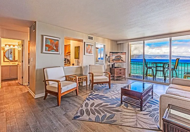 direct oceanfront Lanai view from Living Room and bedrooms