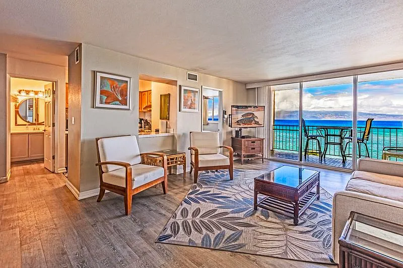 direct oceanfront Lanai view from Living Room and bedrooms - 4365 Lower Honoapiilani Rd